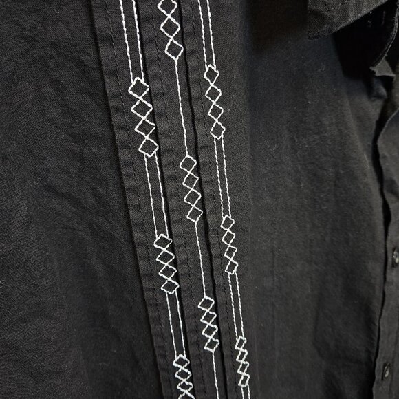 COOFANDY Casual Cuban Guayabera Short Sleeve Black Embroidered Beach Shirt 2XL - Picture 3 of 14